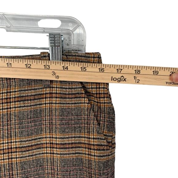 Anna Seravalli Italy Glen Plaid Button Fly Pants Stretch Flannel Trouser 44 - Picture 4 of 11